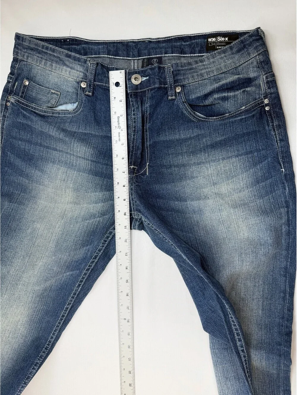 Buffalo David Bitton Men's Jeans Six-X Basic Slim Straight Mid Rise Size 36 Blue
